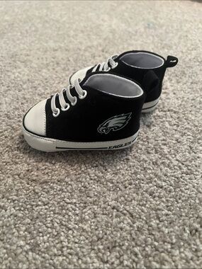 Kids Black & White Eagles Logo Sneaker Booties
